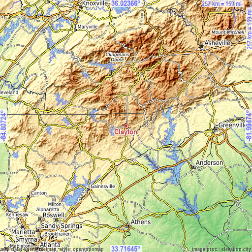 Topographic map of Clayton