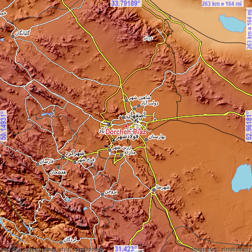 Topographic map of Dorcheh Pīāz