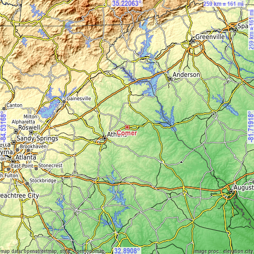 Topographic map of Comer