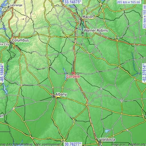 Topographic map of Cordele