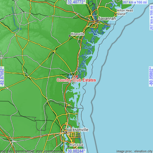 Topographic map of Country Club Estates