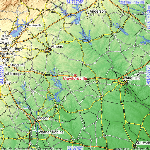 Topographic map of Crawfordville