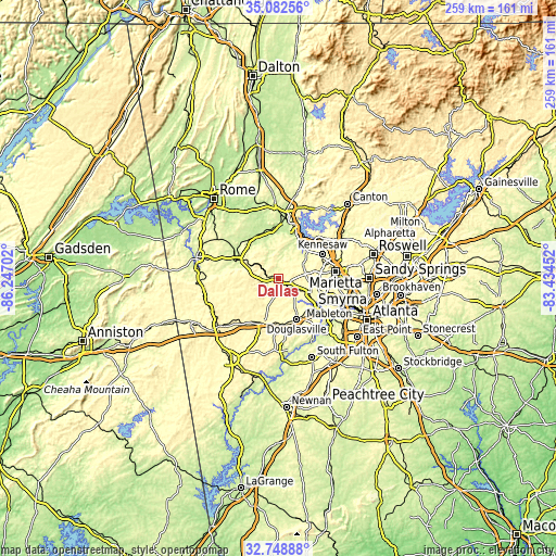 Topographic map of Dallas