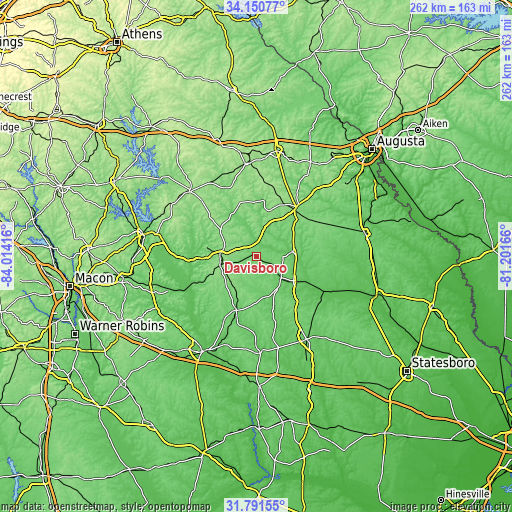 Topographic map of Davisboro