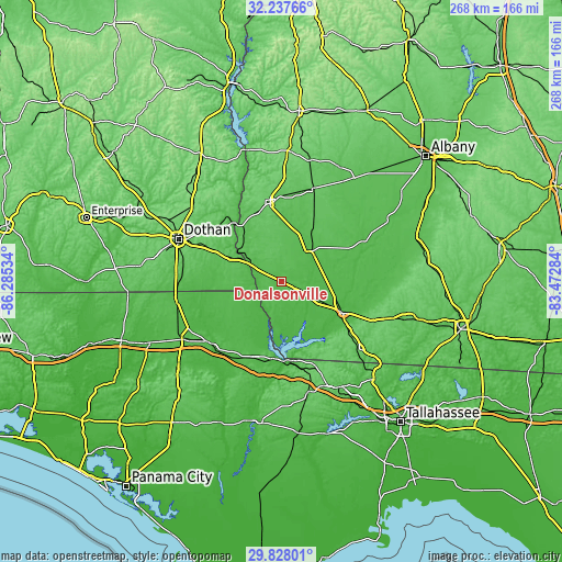 Topographic map of Donalsonville