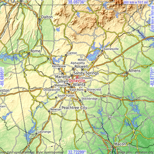 Topographic map of Doraville