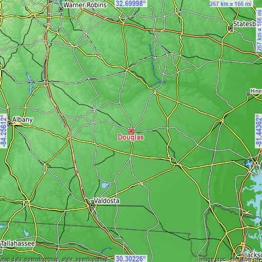 Topographic map of Douglas