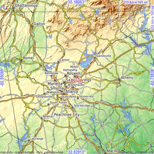 Topographic map of Duluth