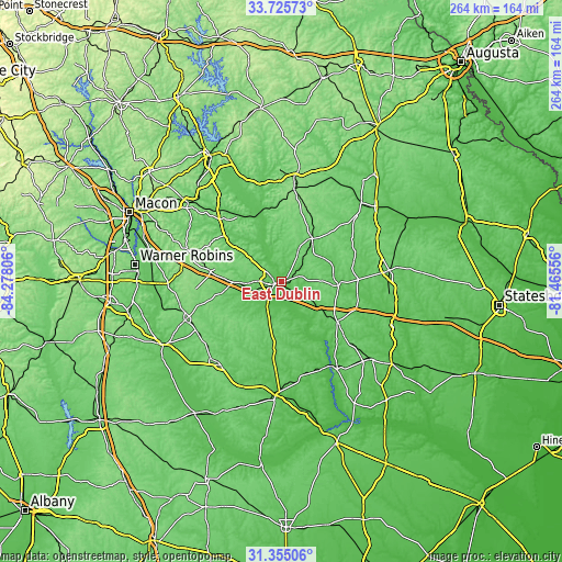 Topographic map of East Dublin