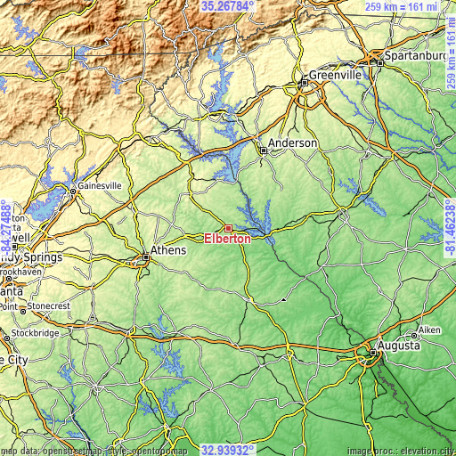 Topographic map of Elberton