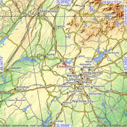 Topographic map of Emerson