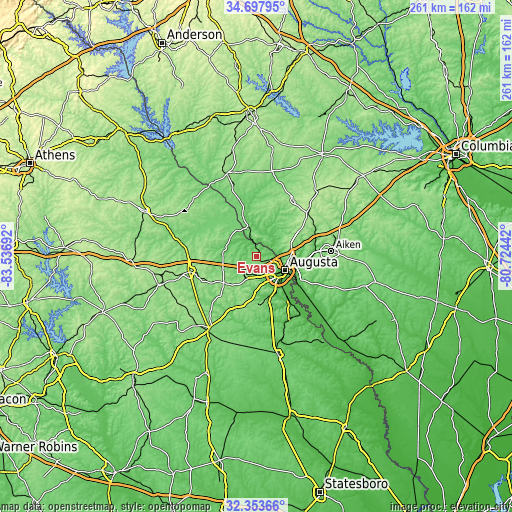 Topographic map of Evans