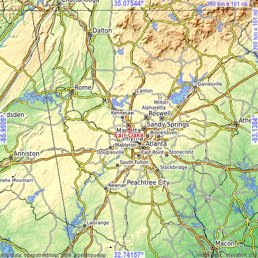 Topographic map of Fair Oaks