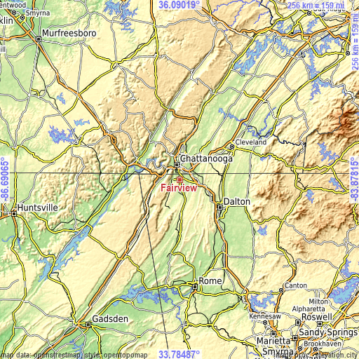 Topographic map of Fairview