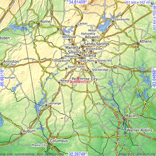 Topographic map of Fayetteville