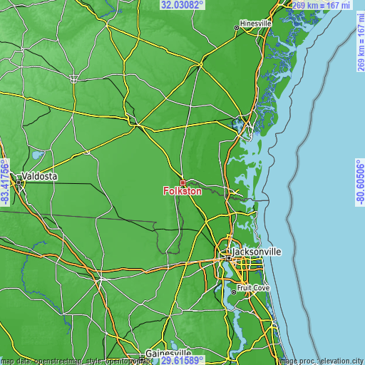 Topographic map of Folkston