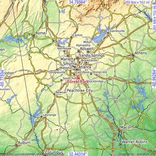 Topographic map of Forest Park