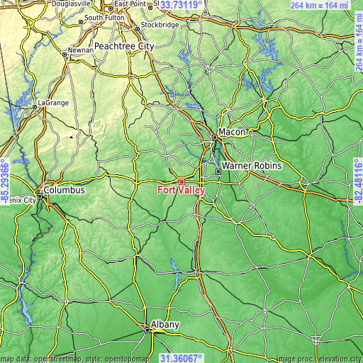 Topographic map of Fort Valley