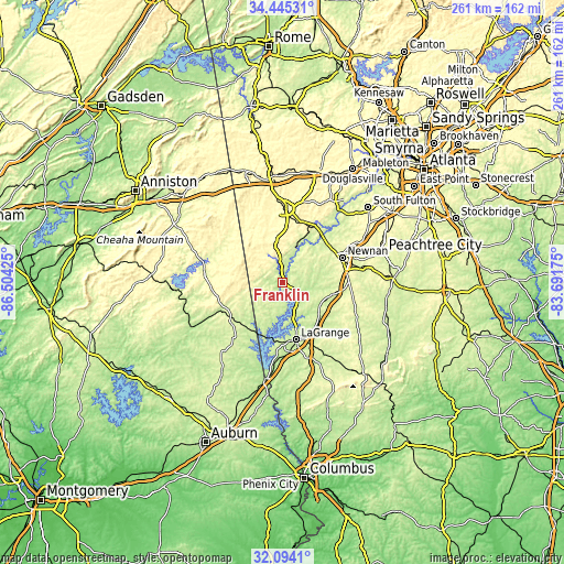 Topographic map of Franklin