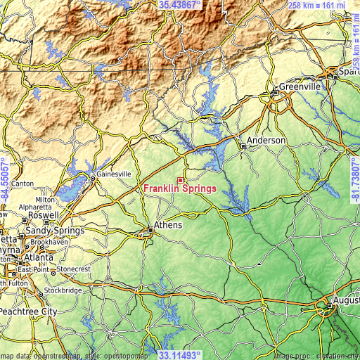 Topographic map of Franklin Springs