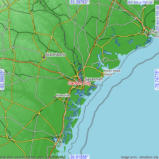 Topographic map of Garden City