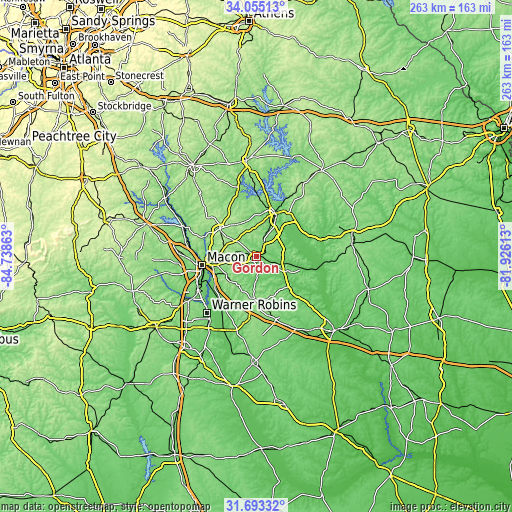 Topographic map of Gordon