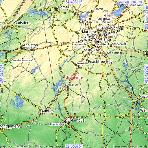 Topographic map of Grantville