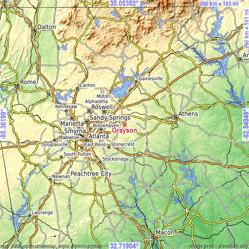 Topographic map of Grayson