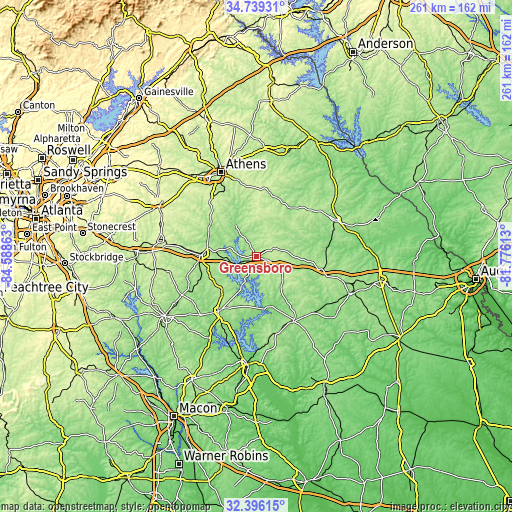 Topographic map of Greensboro