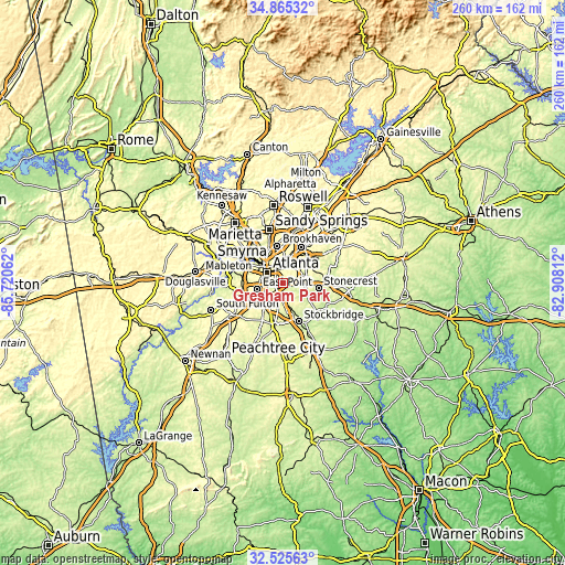 Topographic map of Gresham Park