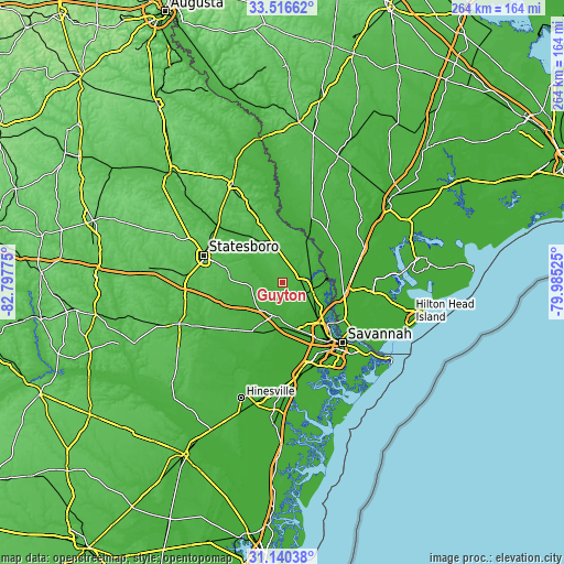 Topographic map of Guyton