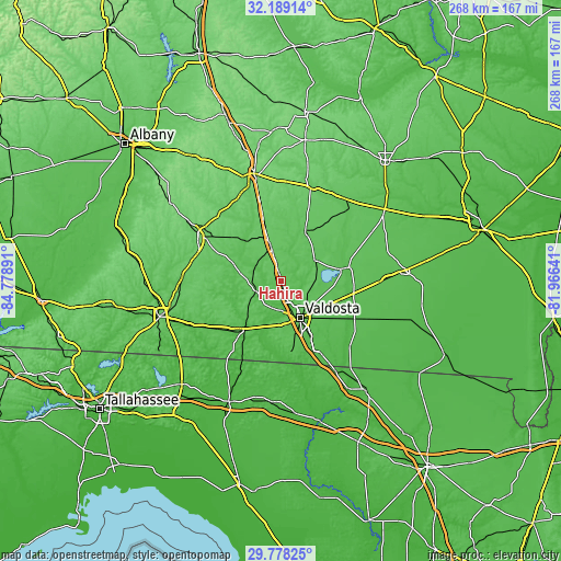 Topographic map of Hahira