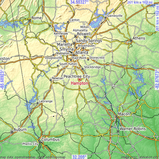 Topographic map of Hampton