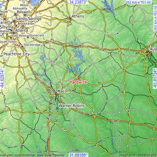 Topographic map of Hardwick