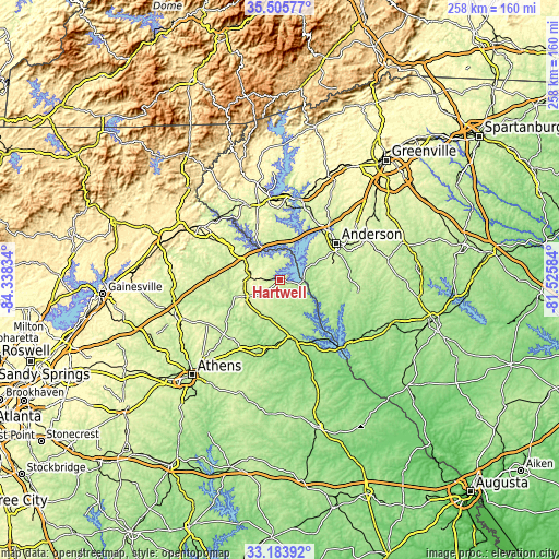 Topographic map of Hartwell