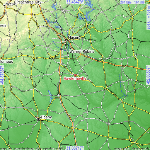 Topographic map of Hawkinsville