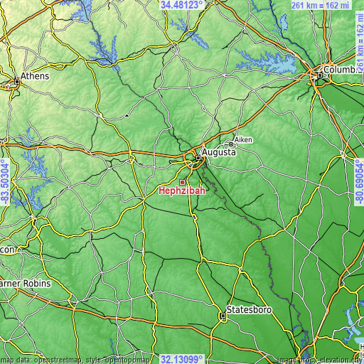 Topographic map of Hephzibah