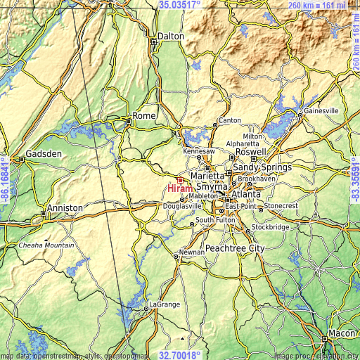 Topographic map of Hiram