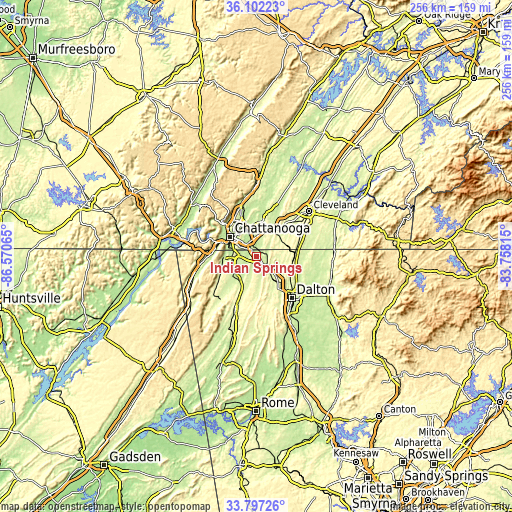 Topographic map of Indian Springs