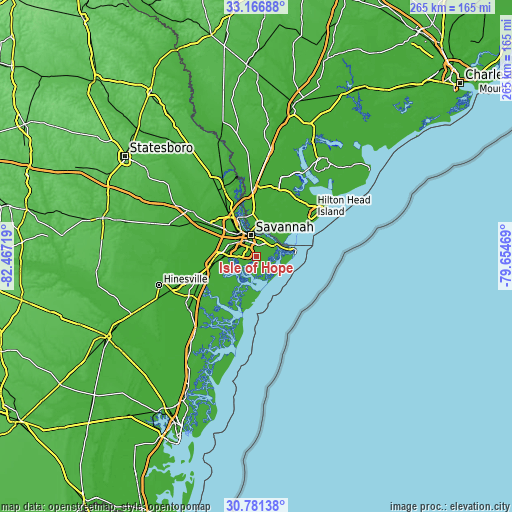 Topographic map of Isle of Hope