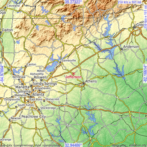 Topographic map of Jefferson