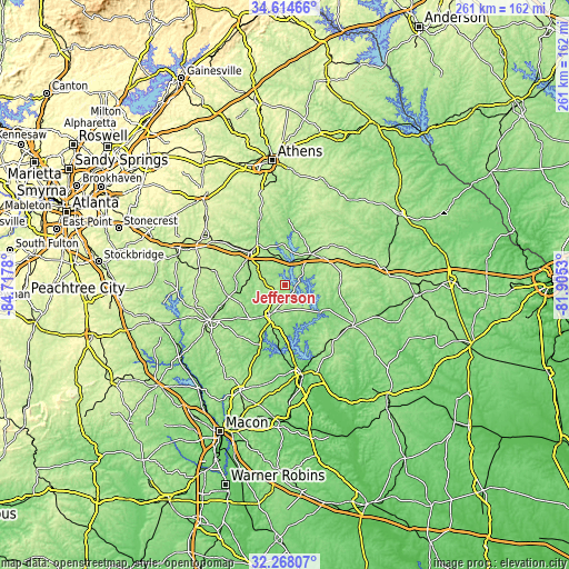 Topographic map of Jefferson