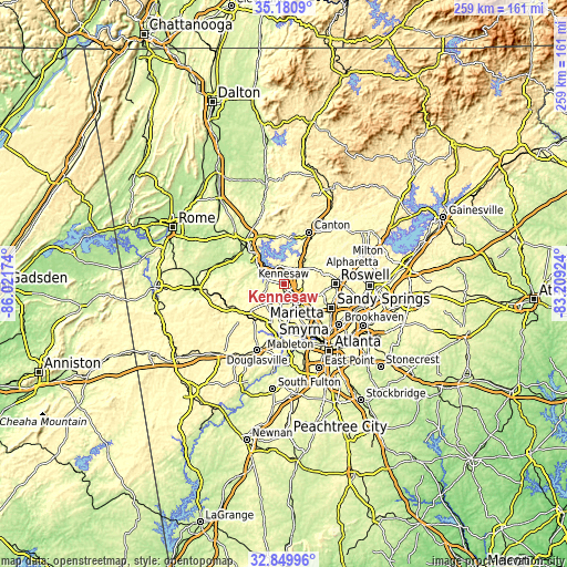 Topographic map of Kennesaw