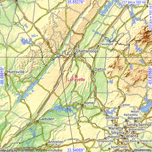 Topographic map of LaFayette