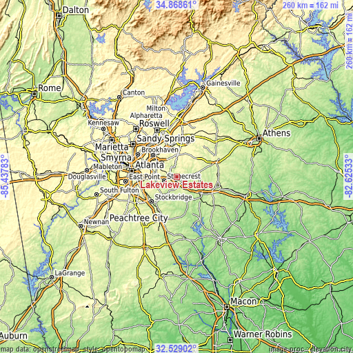 Topographic map of Lakeview Estates