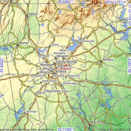 Topographic map of Lilburn