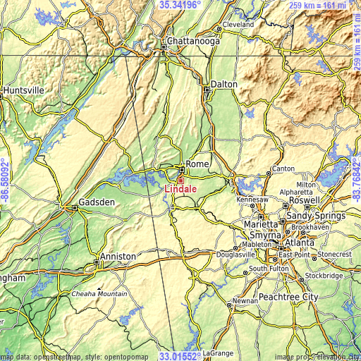 Topographic map of Lindale