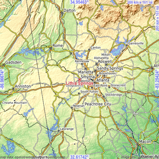 Topographic map of Lithia Springs