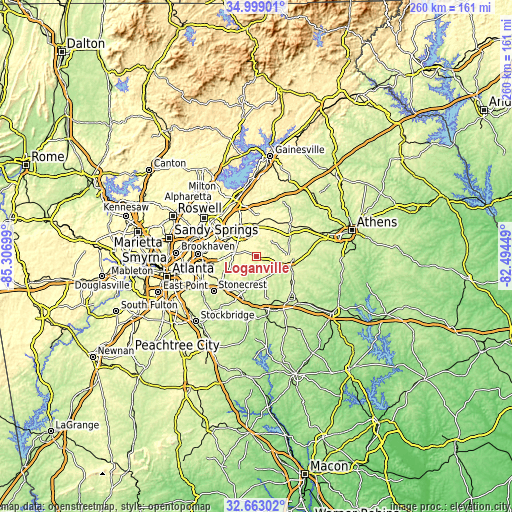 Topographic map of Loganville