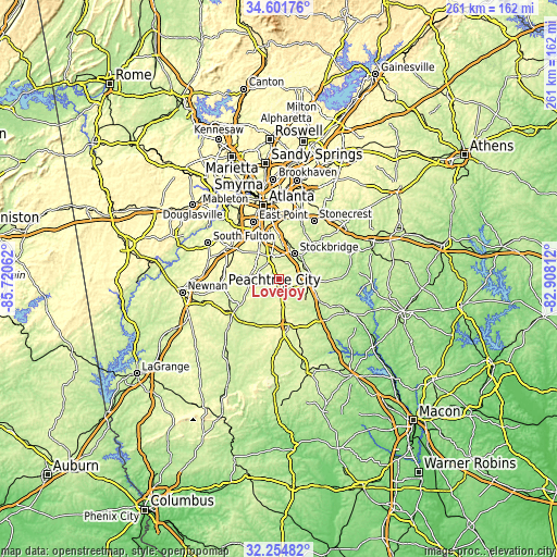 Topographic map of Lovejoy